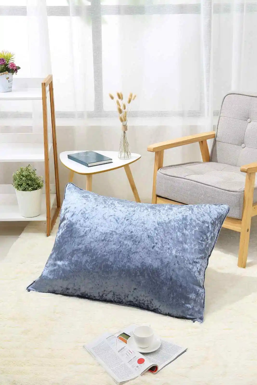 grey Crushed velvet cushion covers