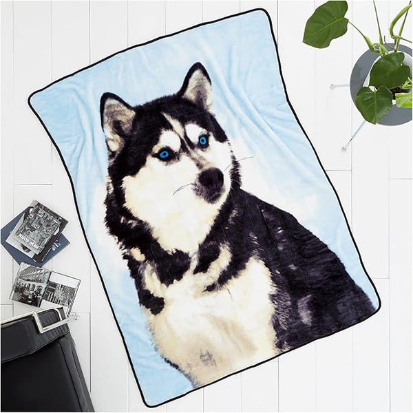 3D Husky Printed Animal Throws