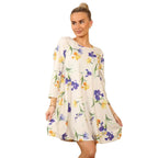 Ivory Floral Casual Loose Swing Summer Dress