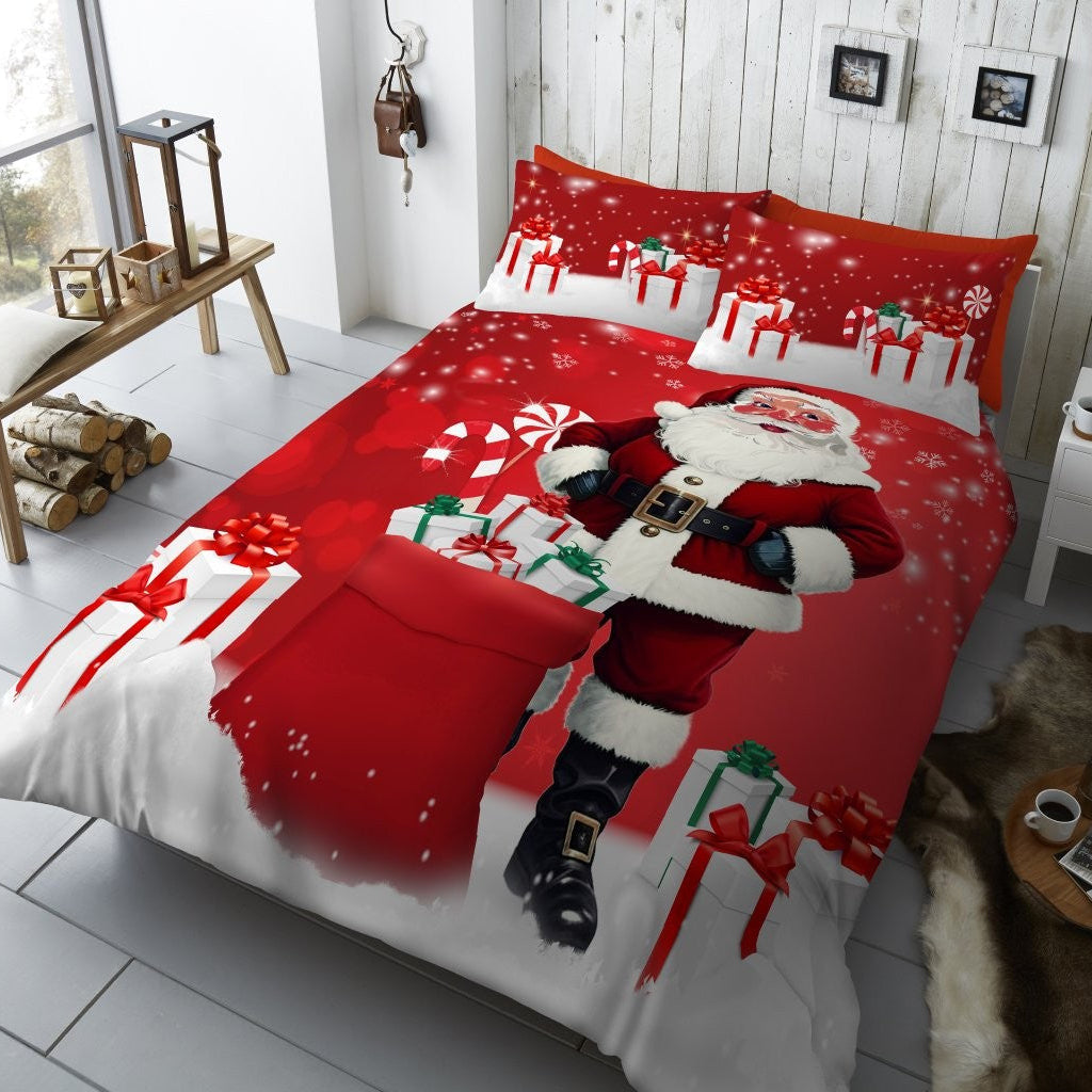 Jolly Santa Printed Duvet Cover Set