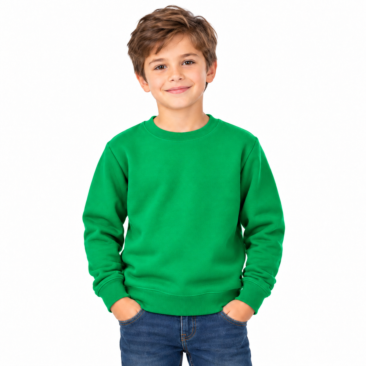 Kelly Green Boys' Crew Neck Fleece Sweatshirt