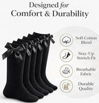 Girls Knee High Socks with Satin Bow | 4 Colours