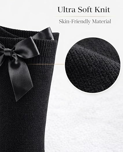 Girls Knee High Socks with Satin Bow | 4 Colours