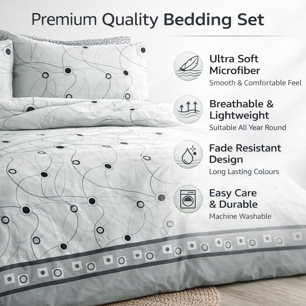 Kona Printed Complete Set | Duvet Cover + Fitted Sheet + Pillowcases