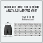 Grey Adjustable Waist Pull Up Cargo School Shorts