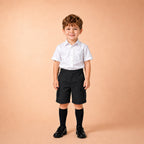 Black Adjustable Waist Pull Up Cargo School Shorts
