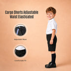 Black Adjustable Waist Pull Up Cargo School Shorts