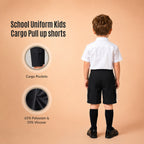 Pack of 2 Black Adjustable Waist Pull Up Cargo Shorts