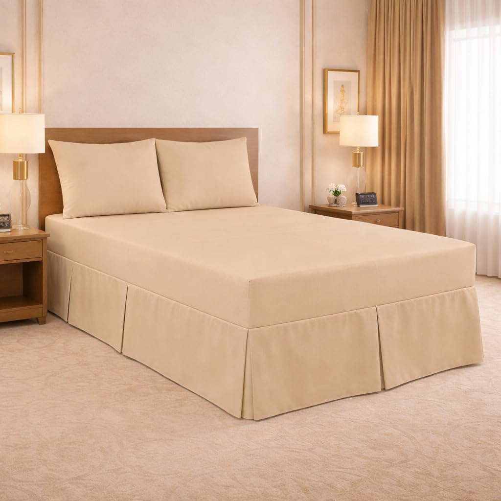 180TC Percale Poly Cotton Pleated Fitted Valance Sheets | 14 Colours