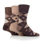 Men’s Brown Natural Argyle Gentle Grip Cotton Rich Socks