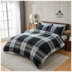 Liam Check Printed Teddy Duvet Cover Set | 6 Colours