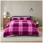 Liam Check Printed Teddy Duvet Cover Set | 6 Colours