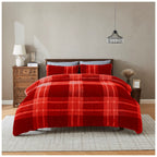 Liam Check Printed Teddy Duvet Cover Set | 6 Colours