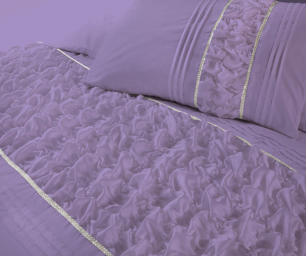 Aurora Ruffled Diamond Lace Sequin Duvet Cover Set | 3 Colours