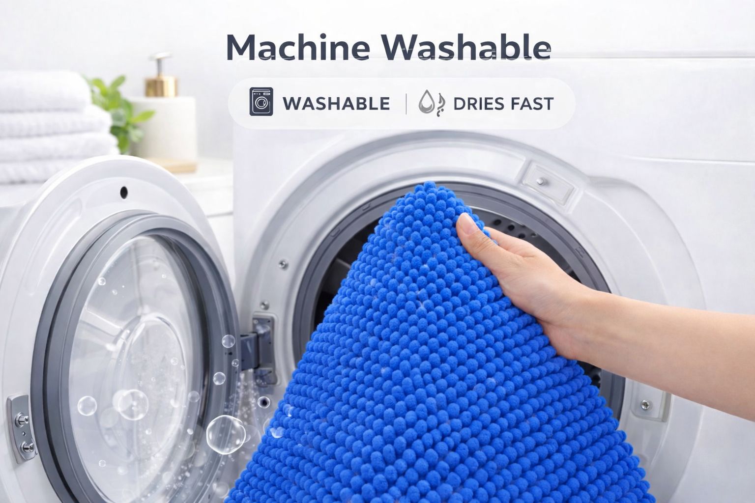 Shaggy Chenille Loop 2 Pcs Bath Mat Set | 7 Colours