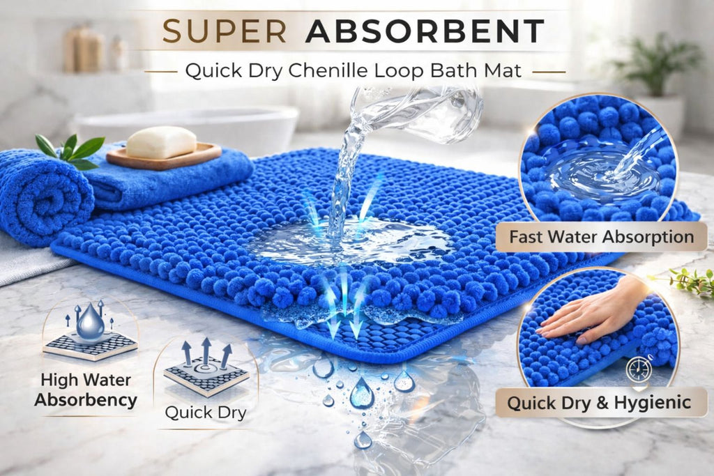 Shaggy Chenille Loop 2 Pcs Bath Mat Set | 7 Colours