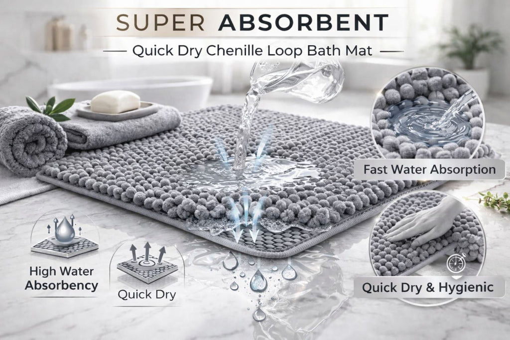 Shaggy Chenille Loop 2 Pcs Bath Mat Set | 7 Colours