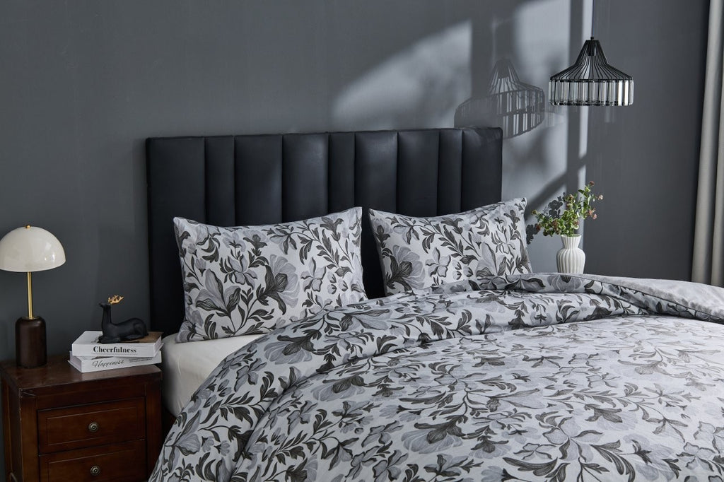Lulu Charcoal Soft Touch Printed Duvet Cover Set