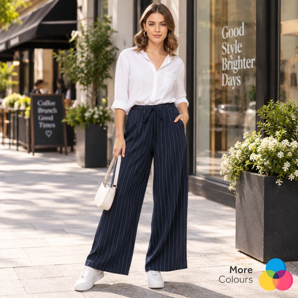 Striped Jersey Palazzo Trousers | 5 Colours