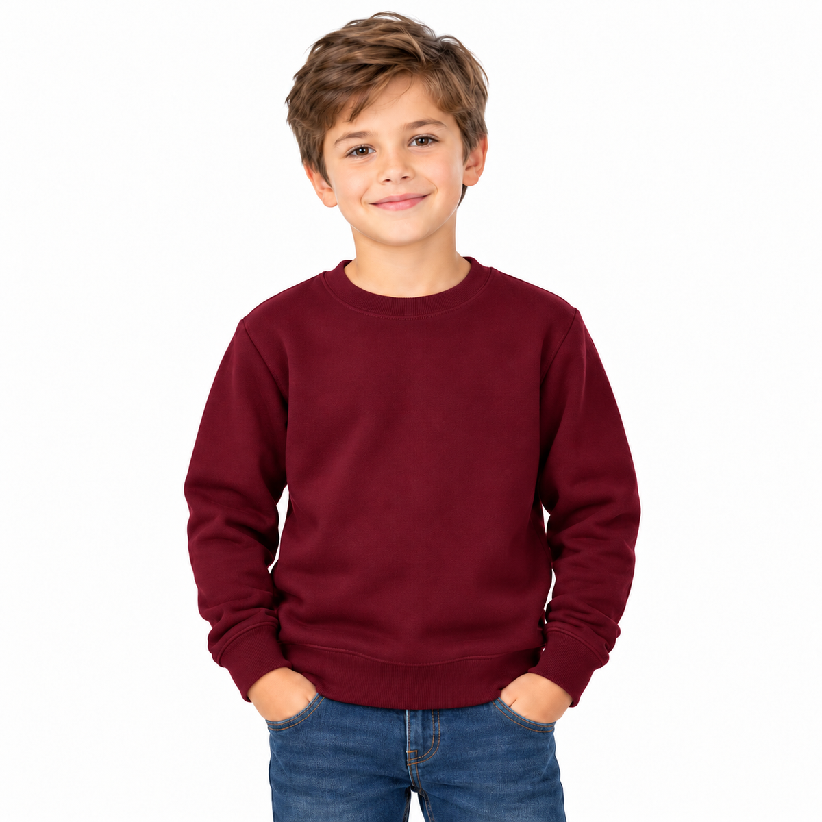 Maroon Boys' Crew Neck Fleece Sweatshirt