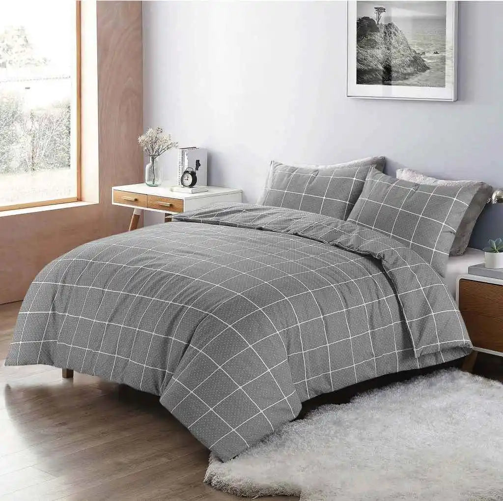 mateo printed duvet set grey