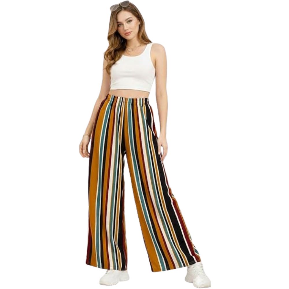 Mustard Stripe Jersey Palazzo Trousers