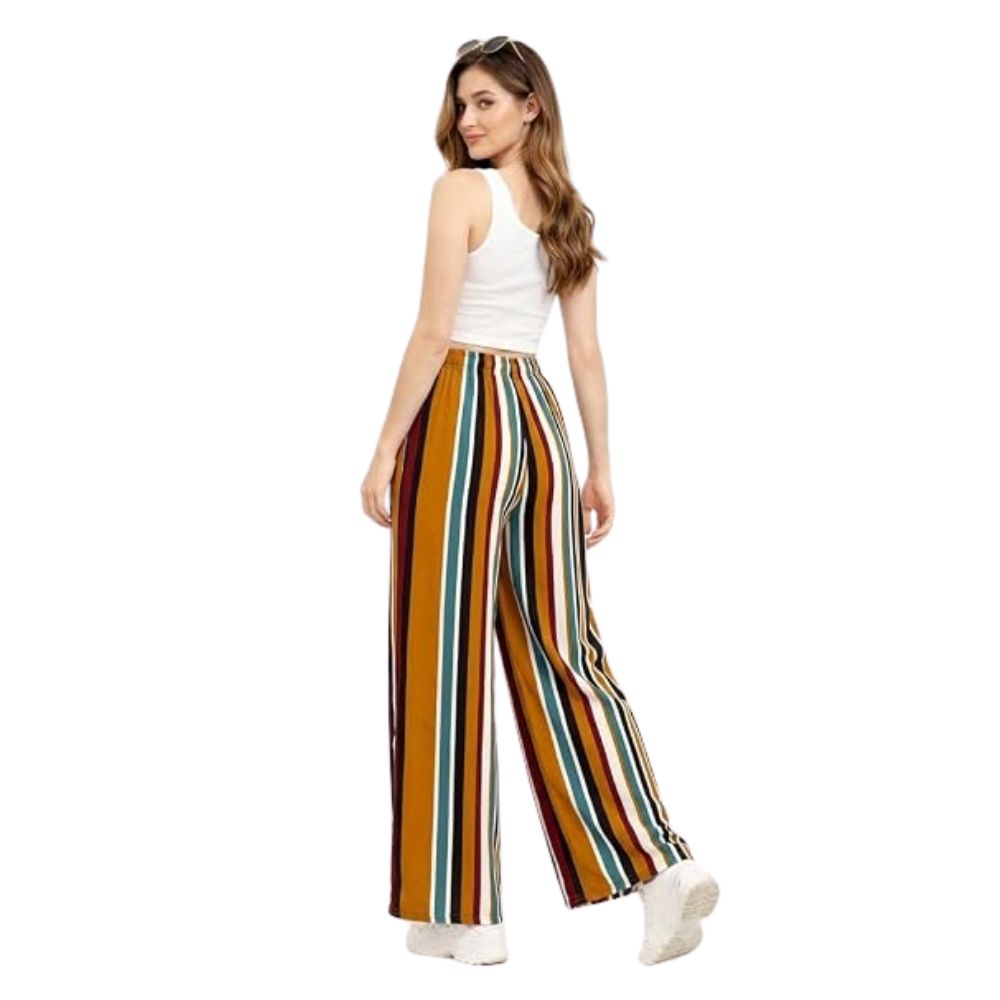 Mustard Stripe Jersey Palazzo Trousers