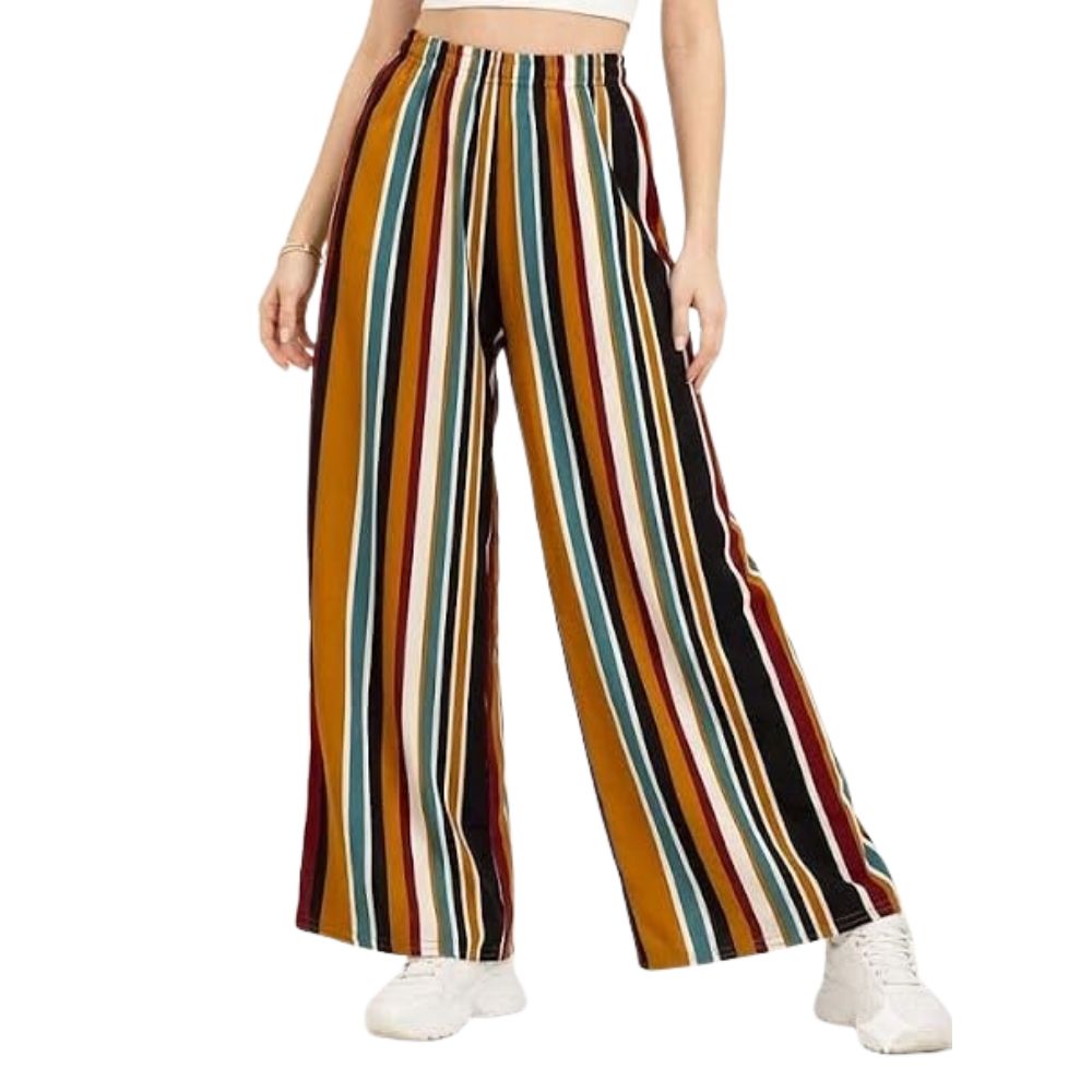 Mustard Stripe Jersey Palazzo Trousers