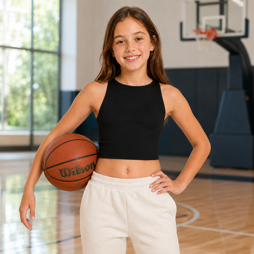 Black Stretchy Sleeveless Crop Top