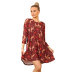 Maroon Stag Casual Loose Swing Summer Dress