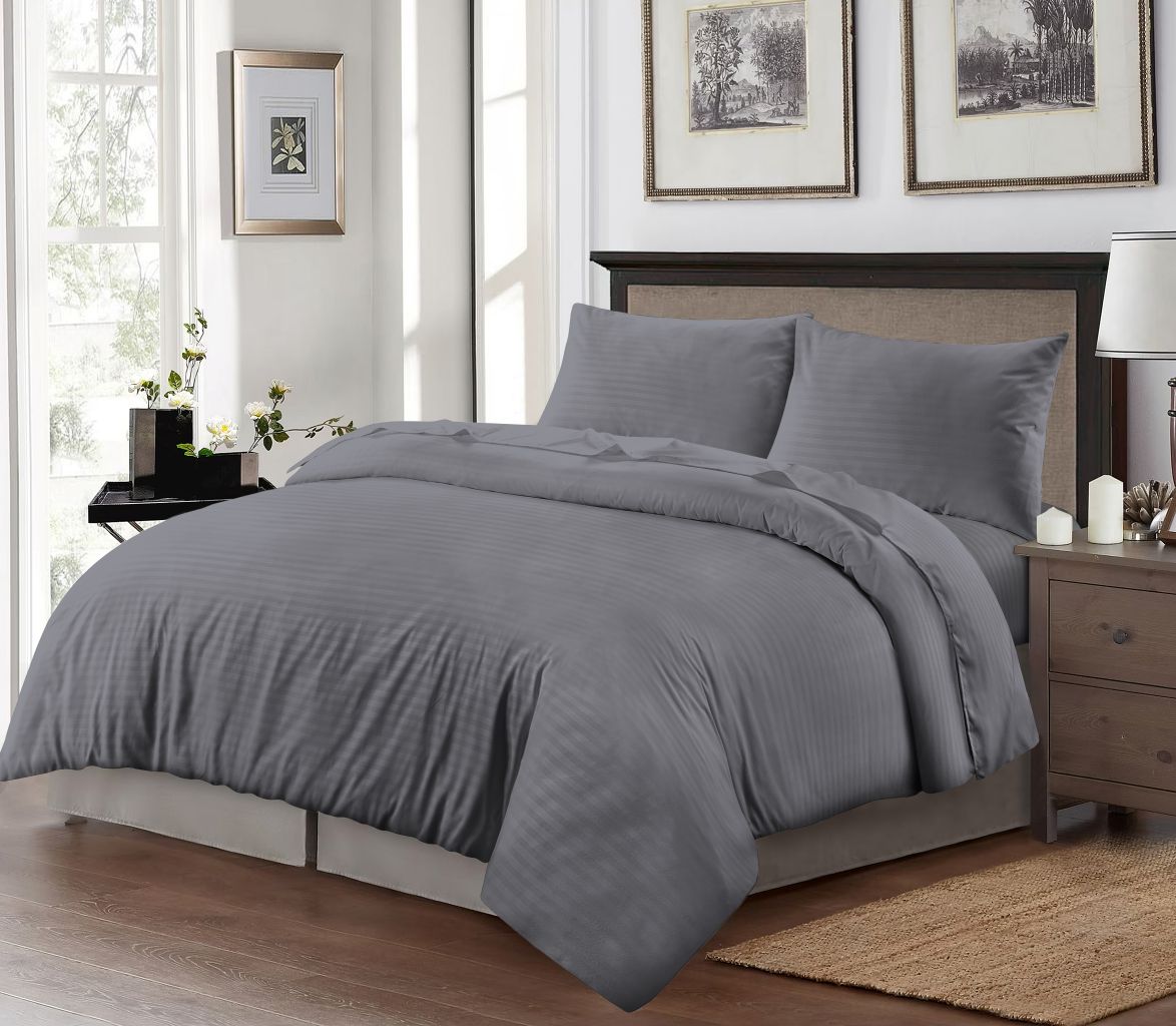 Brushed Microfibre Embossed Stripe Duvet Cover Sets