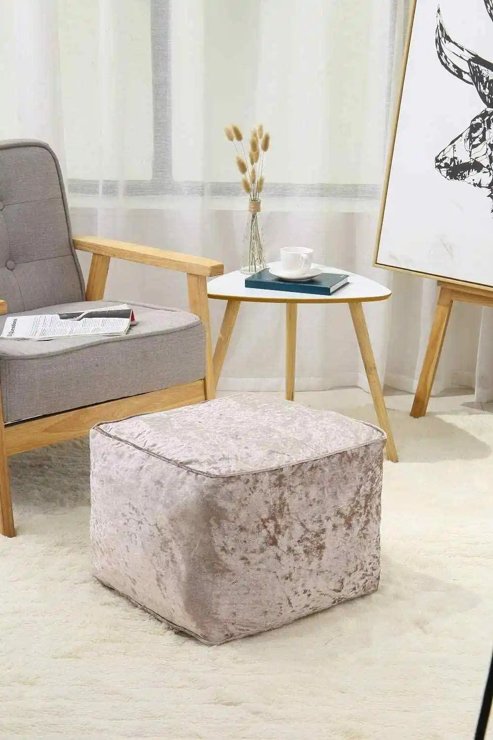 mink crushed velvet beans bag