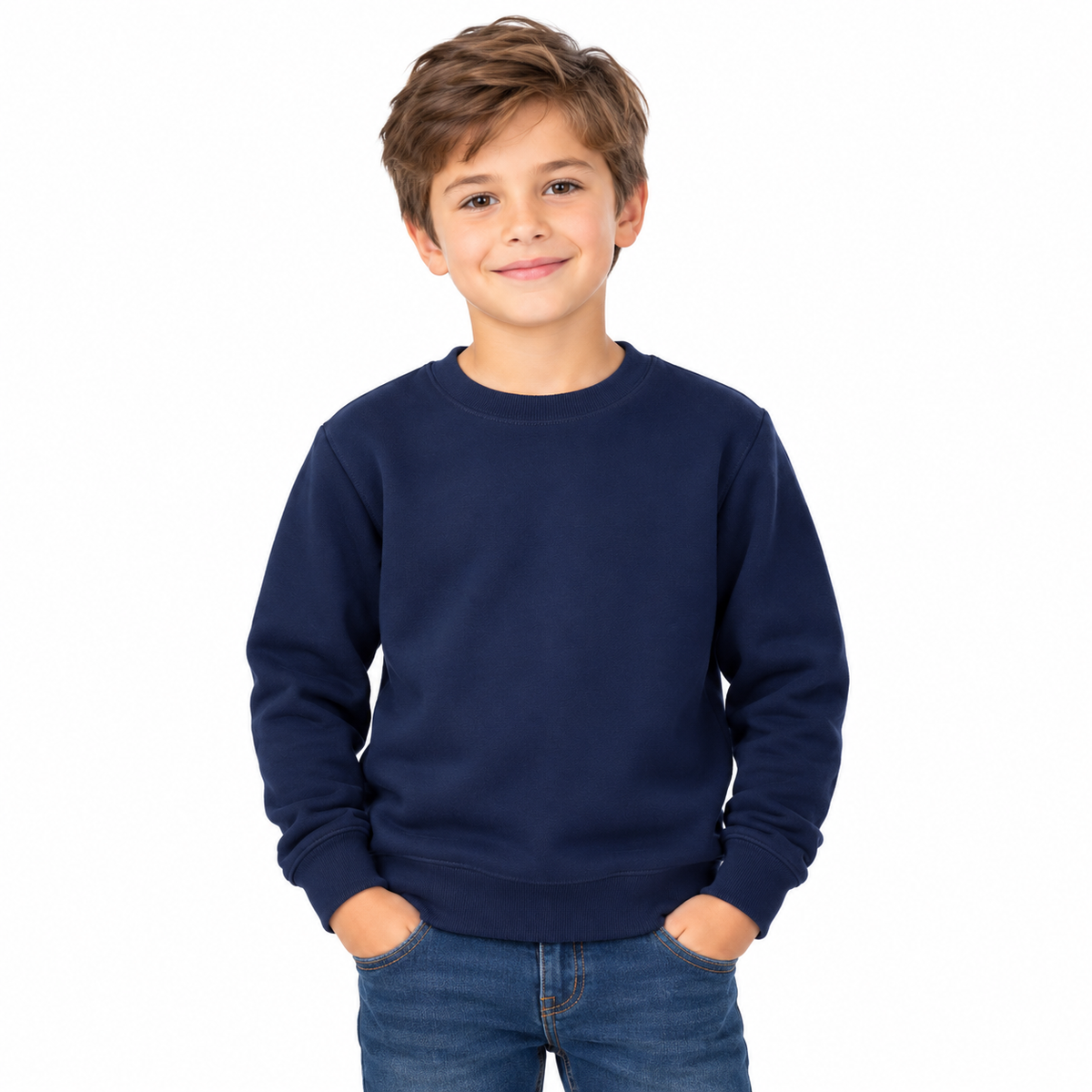 Navy Boys' Crew Neck Fleece Sweatshirt