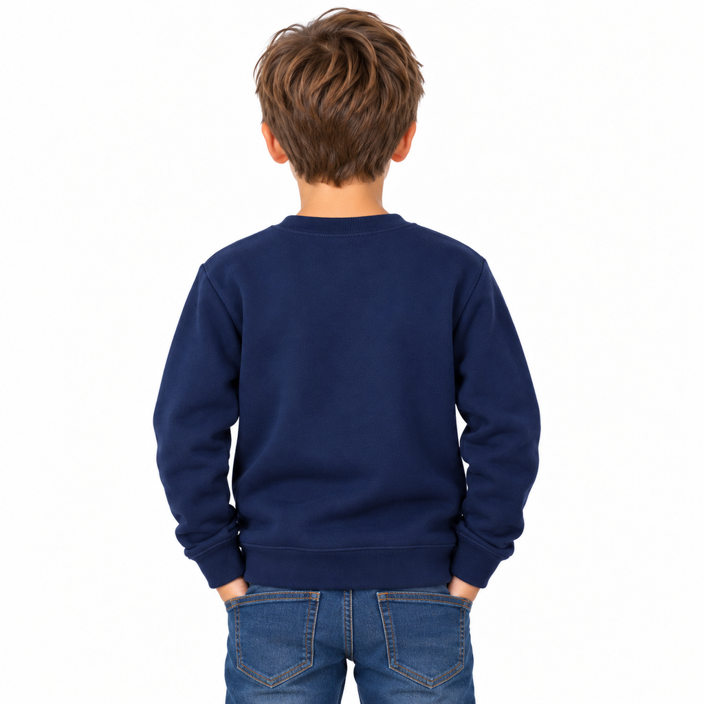 Navy Boys' Crew Neck Fleece Sweatshirt detail