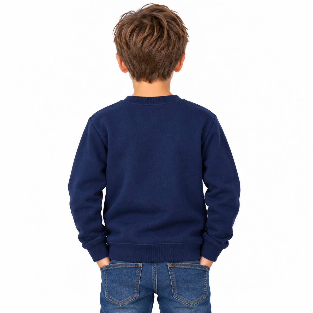 Navy Boys' Crew Neck Fleece Sweatshirt detail
