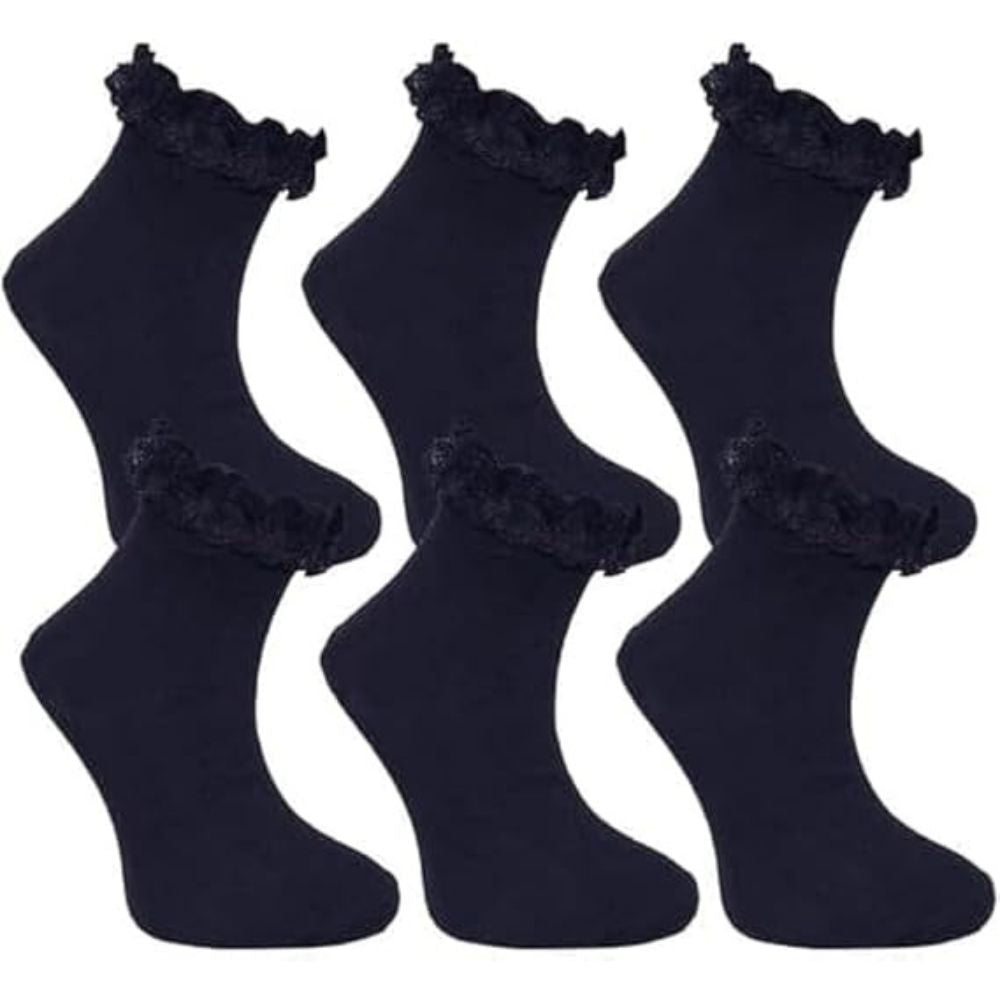 Girls Ruffled Trim Frilly Lace Socks | 4 Colours