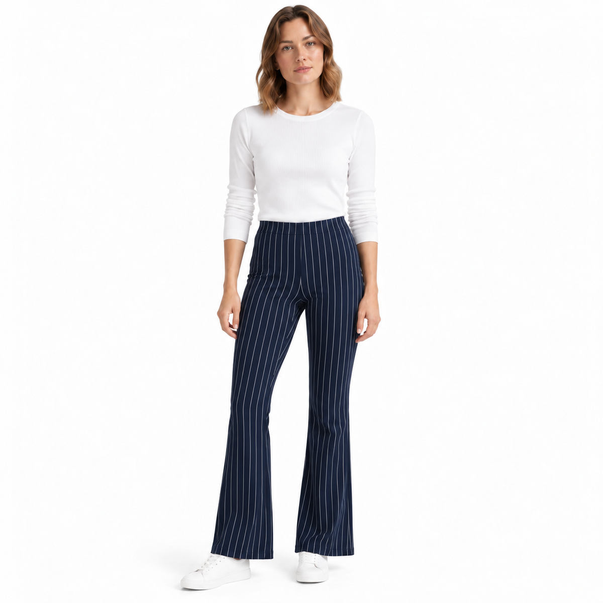 Stripe Jersey Pull-On Bootleg Trousers | 3 Colours