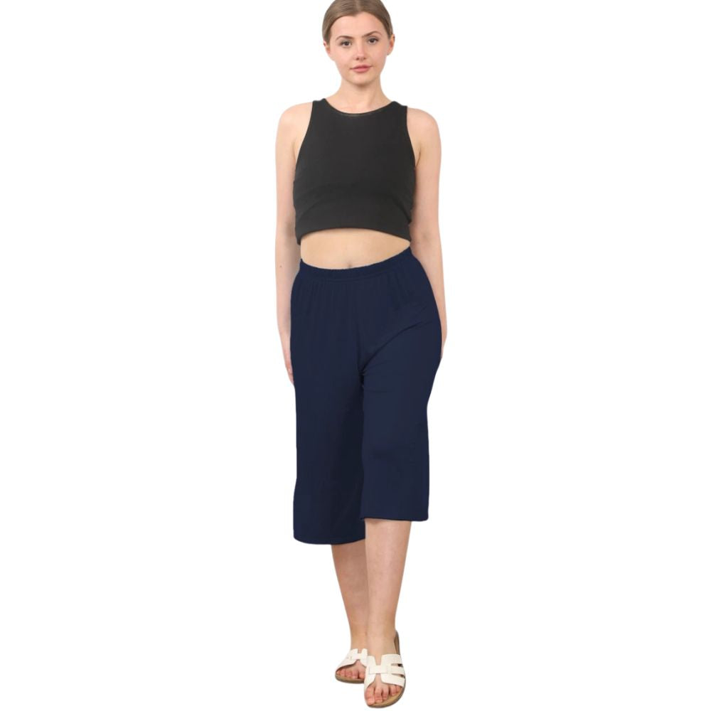 Plain Elastic Waist Culottes Cropped Shorts | 11 Colours