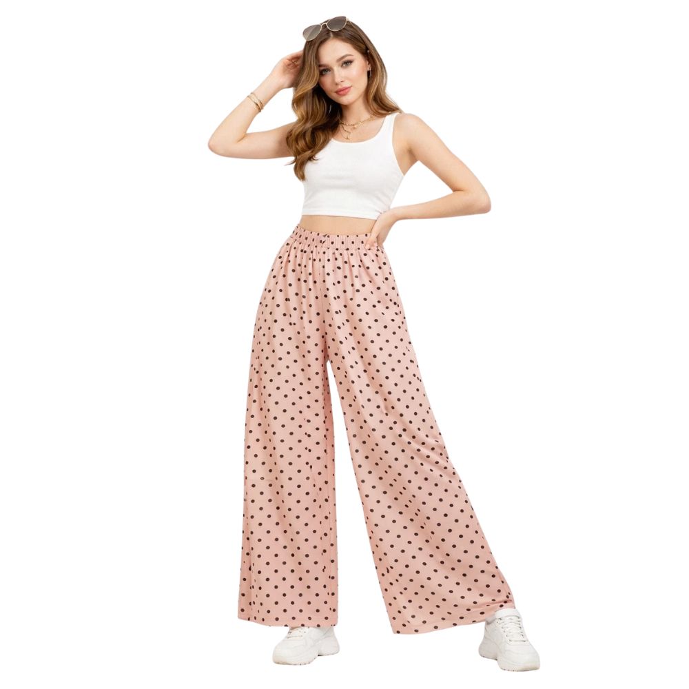 Nude Spot Printed Jersey Palazzo Trousers
