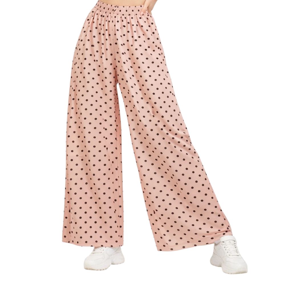 Nude Spot Printed Jersey Palazzo Trousers