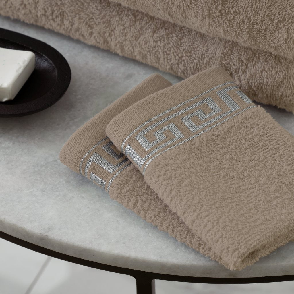 100% Egyptian Cotton Greek Embroided Towels | 7 Colours | 500 GSM