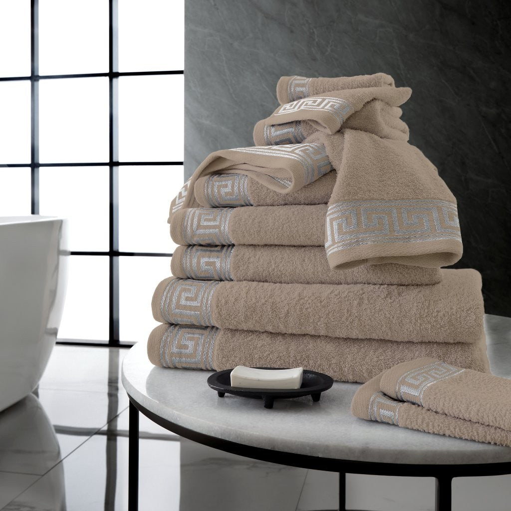 8 Pieces Greek Embroided Towel Bale Set  | 7 Colours | 500 GSM