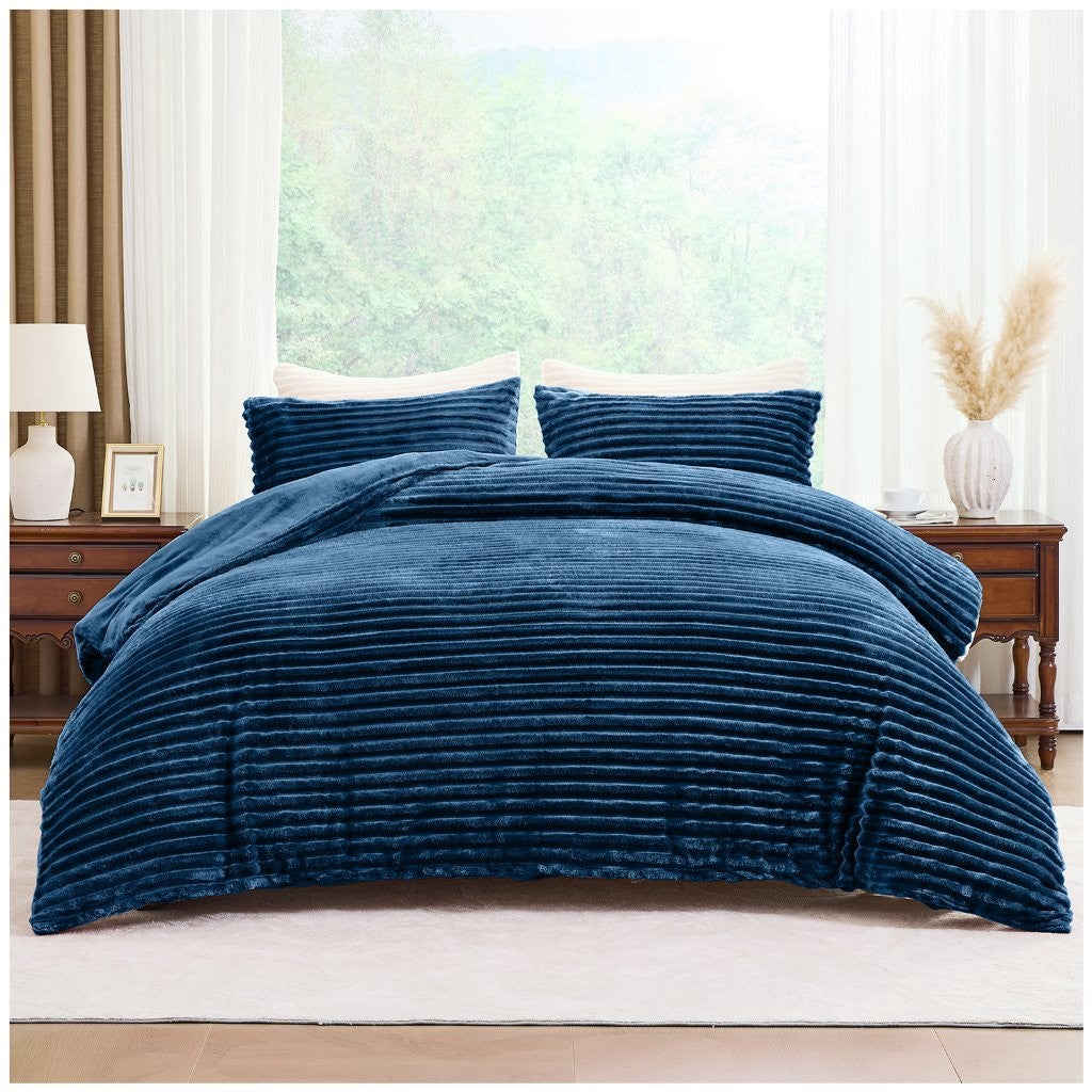 Osum Ribbed Teddy Fleece Duvet Cover Set | 15 Colours