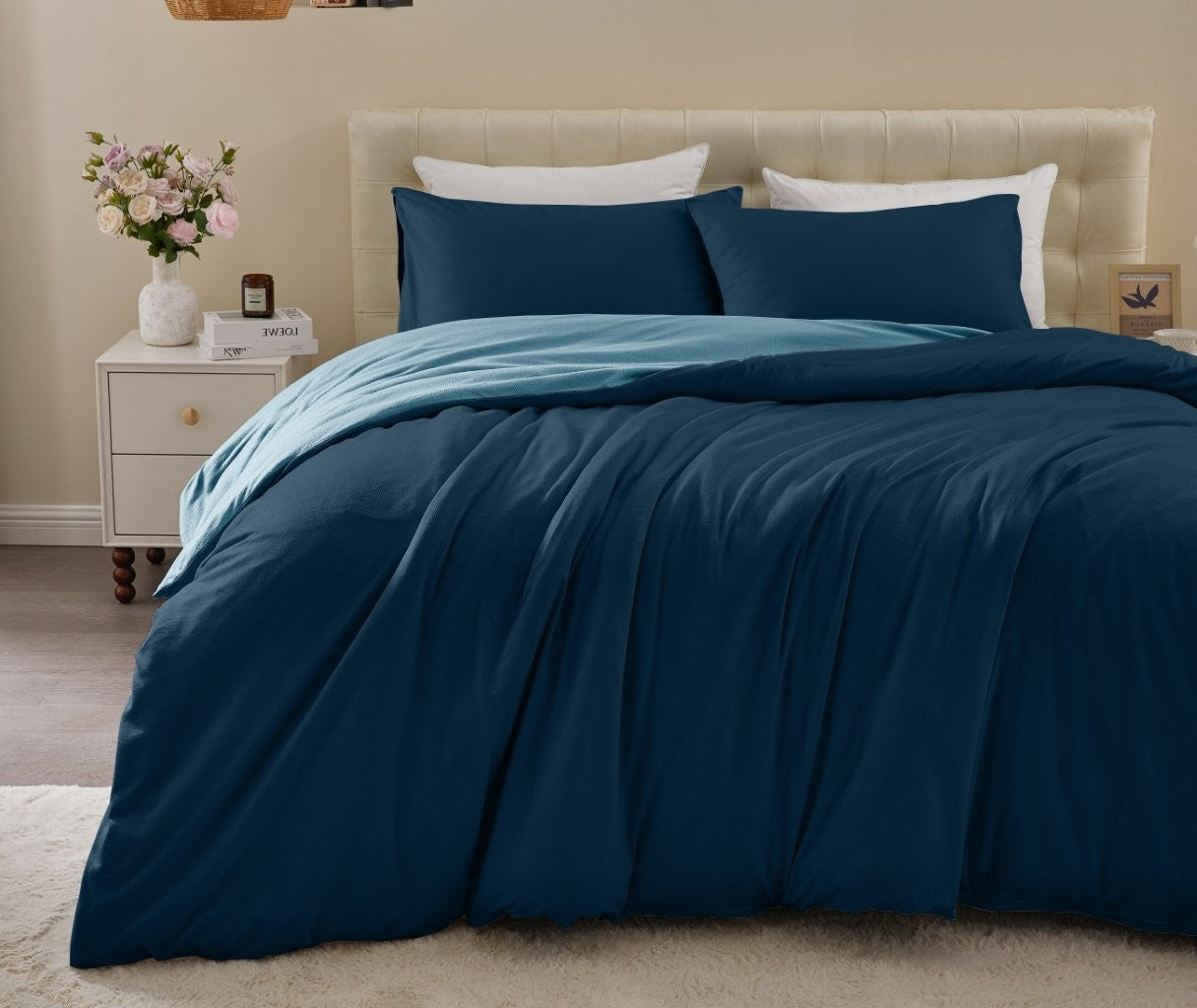 Soft Touch Reversible Plain Duvet Cover Set | 6 Colours