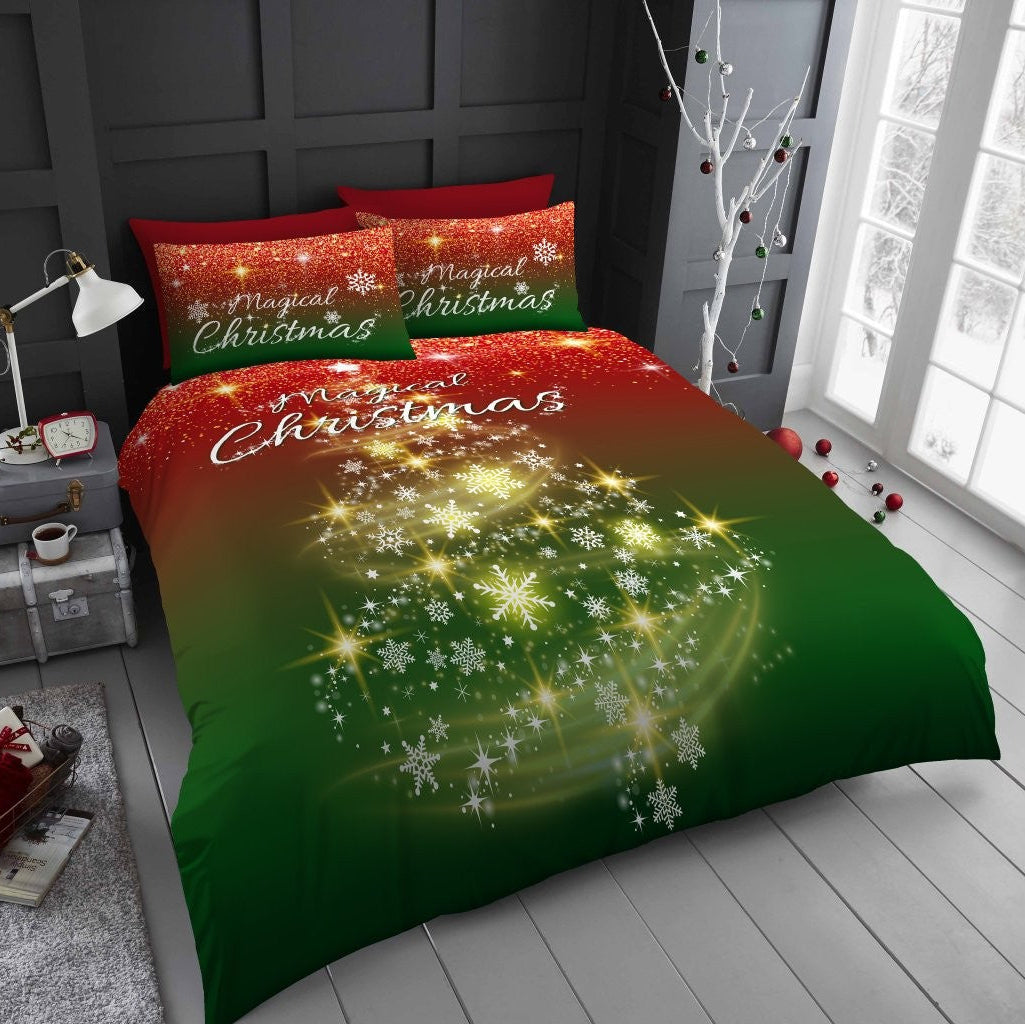 Ombre Xmas Tree Printed Duvet Cover Set