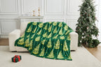 Ombre Xmas Tree Magical Christmas Flannel Sherpa Throw