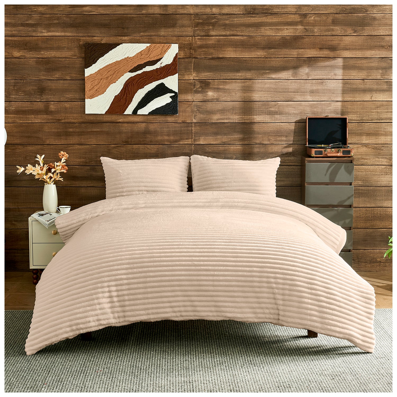 Osum Ribbed Teddy Fleece Duvet Cover Set | 15 Colours