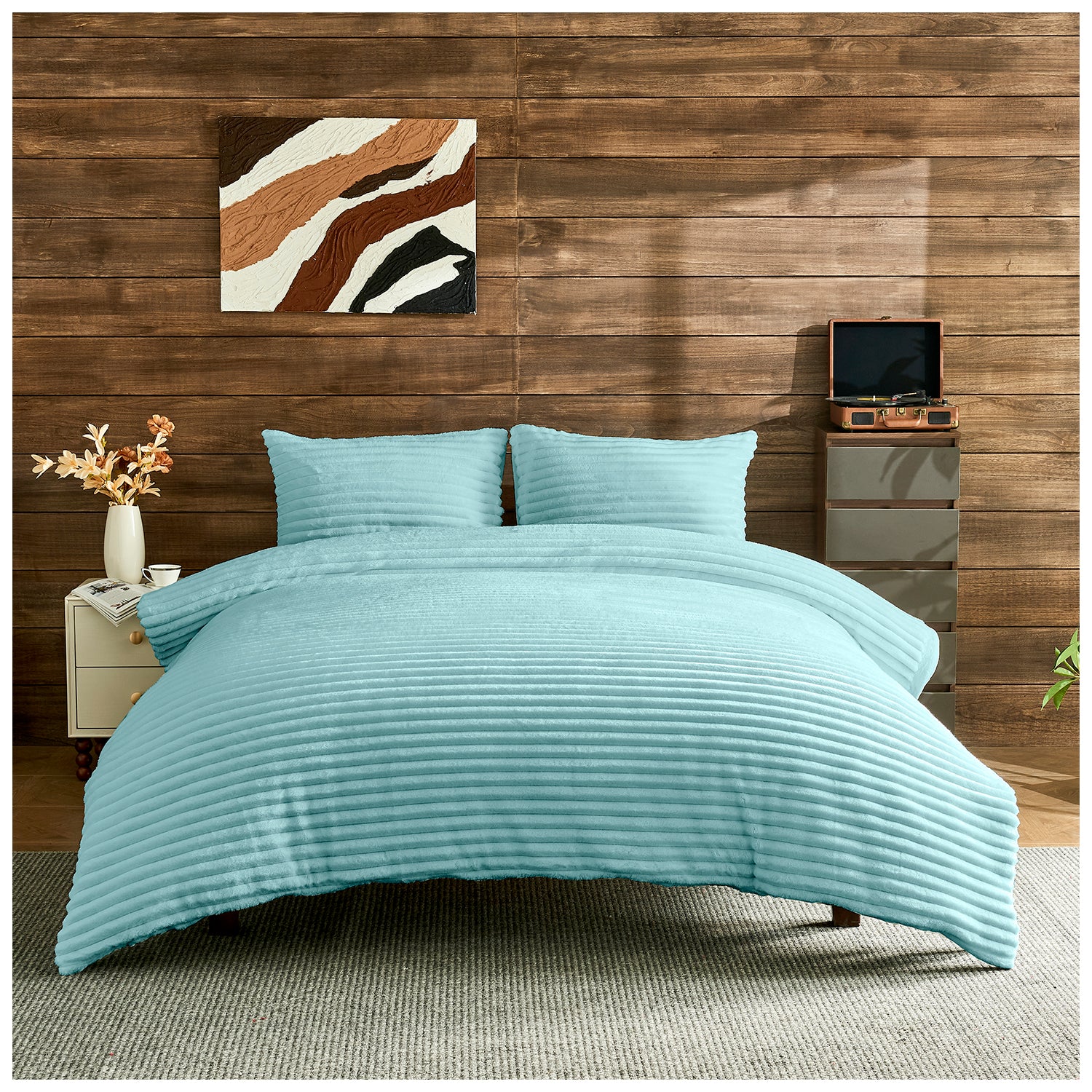 Osum Ribbed Teddy Fleece Duvet Cover Set | 15 Colours