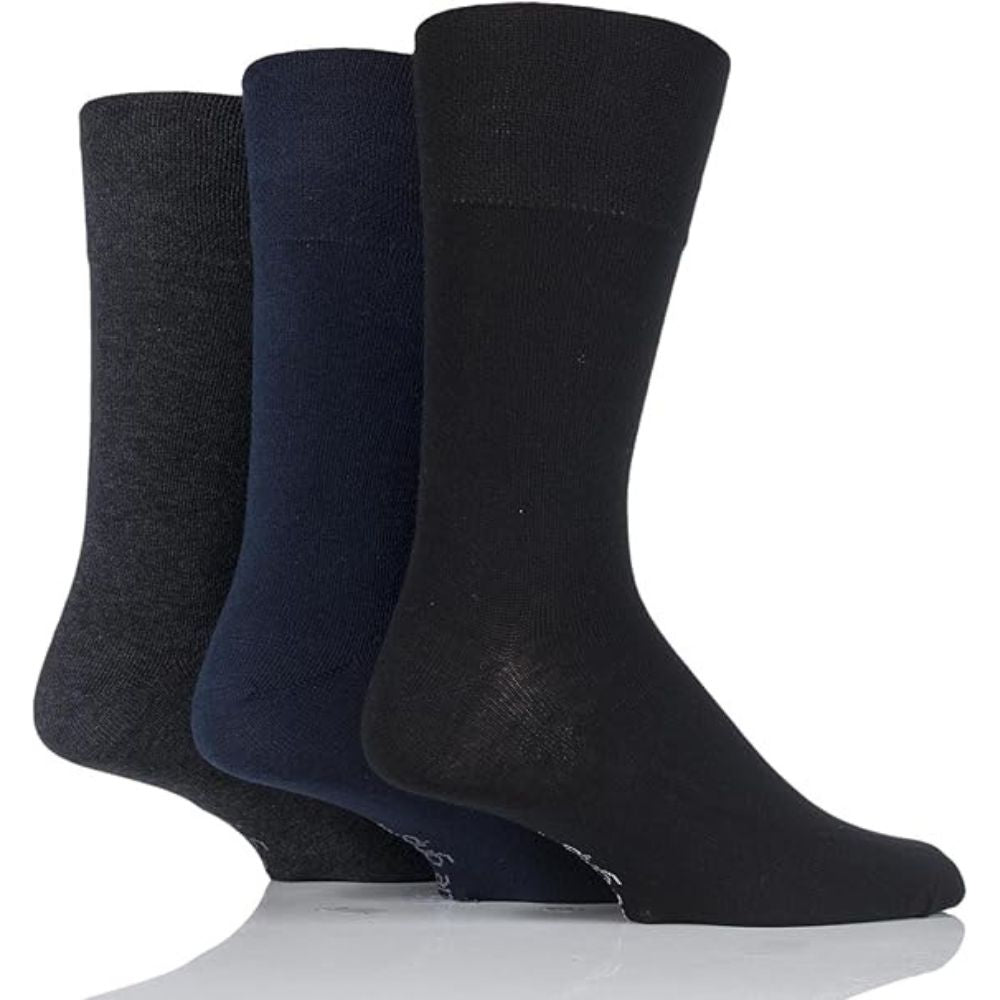 Men’s Gentle Grip Black/Navy/Charcoal Cotton Rich Socks