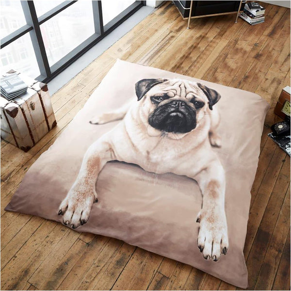 3D Pug Dog Printed Animal Throws
